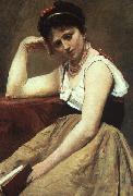  Jean Baptiste Camille  Corot Interrupted Reading china oil painting reproduction